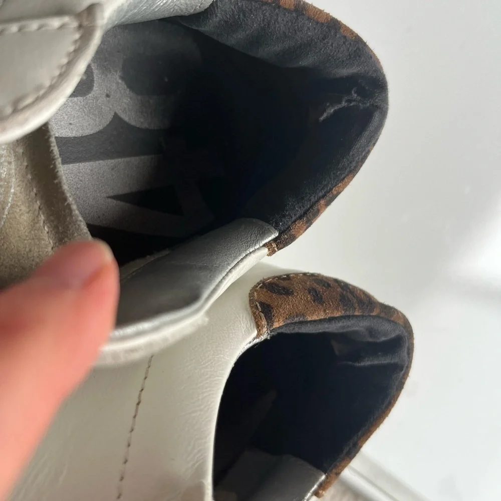 P448 White Sneakers with Leopard Accent